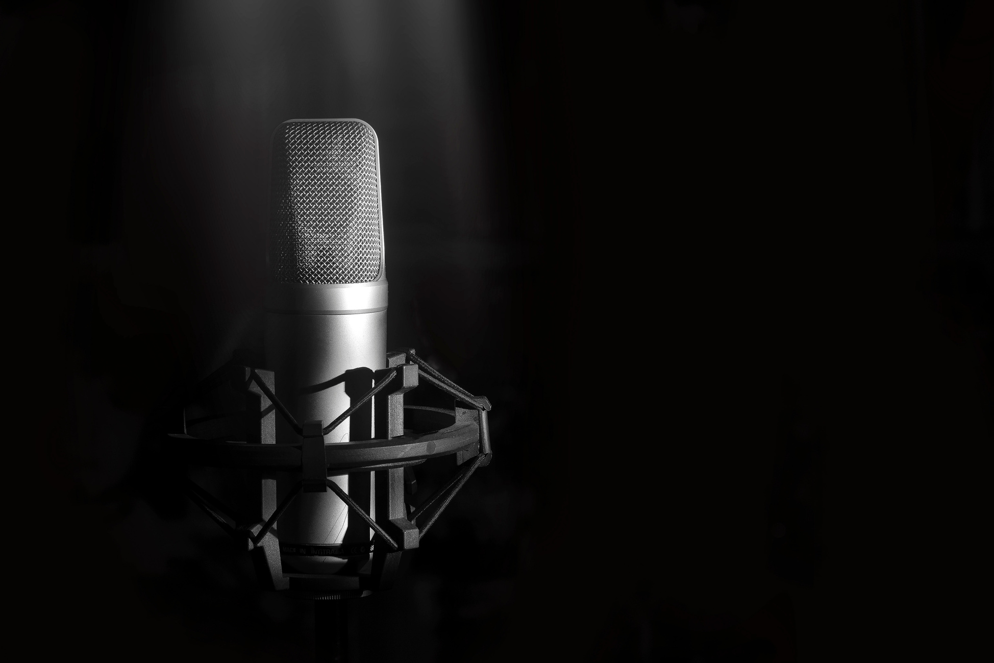 Studio Microphone for Singer on a Black Background